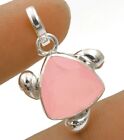 Natural Rose Quartz 925 Sterling Silver Pendant Jewelry 1 1/5'' Long NW9-9