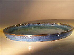 Blue Drip Bonsai Tray Round Ceramic 10.0