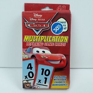 Disney Pixar Cars Multiplication Learning Card Game Flash Cards 0-11 Intro To 12