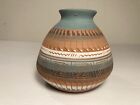 Southwest Etched Pottery Vase Signed 4.5”
