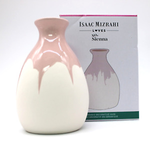 NEW Isaac Mizrahi Loves XO Sienna Decorative Vase Ceramic Pink Dipped Glaze