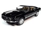 AMERICAN MUSCLE RAVEN BLACK GOLD INTERIOR 1969 MUSTANG GT 2+2 1:18 SCALE AMM1292