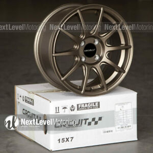 4 Circuit CP41 15x7 4x100 +35 Flat Bronze Wheels Fits Mazda Miata Toyota Yaris