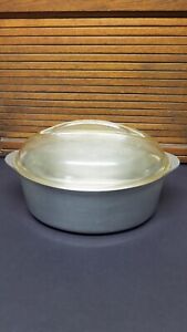 XL Vintage Oval Household Institute Aluminum Roaster With Glass Lid 6 Quarts