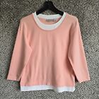Chicos Top Womens 2 US Large Peach Stretch 3/4 Sleeve Tee Cotton Casual Ladies