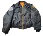 Alpha Industries Vintage Black Orange MA-1 Jacket Mens XL Florida Marine Patrol