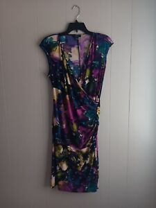 Chap Multicolored Mock Wrap Dress Size L