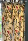 Custom Chinoiserie Tropical Parrot Tab Top Double Lined Panels -each 76”x 95”