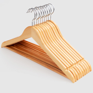 200x Smooth Finishes Cut Notches Natural Wooden Shirt Coat Jacket Dress Hangers