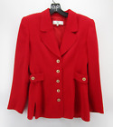 VINTAGE Valentino Blazer Women 4 Red Jacket Wool Coat Preppy Career Lined Italy*