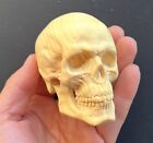 Boxwood Carved Skull Statue Hand Carving Wood Art Sculpture Decor