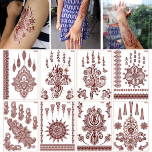 Red Tattoo Sticker Henna Tattoo Temporary Fake Tattoo Waterproof Lace Flower