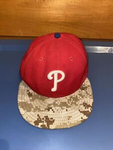 New ListingPhiladelphia Phillies New Era Fitted Hat Mens Size 7 Red & Camo (v3)