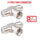 2x F-Type Coax Cable Splitter Combiner Adapter 3 Way Connector RG6 for TV Video