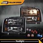 Conversion Headlights Black Fit For 99-04 Ford Super Duty F250/F350 Excursion (For: 2002 Ford F-350 Super Duty Lariat 7.3L)