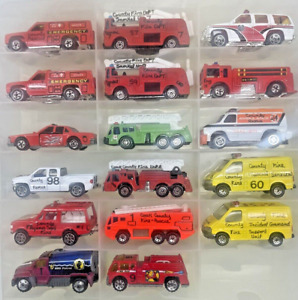 Loose Lot of Fire Vehicles Painted, Stickers See Pics Mostly Matchbox Emergency