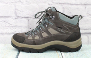 LL Bean Womens Gray Leather Lace Up Vibram Sole Ankle Hiking Boots Size 9