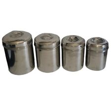 Stainless Steel Set of 4 Canisters Kitchen Storage Coffee Tea Sugar Flour MCM