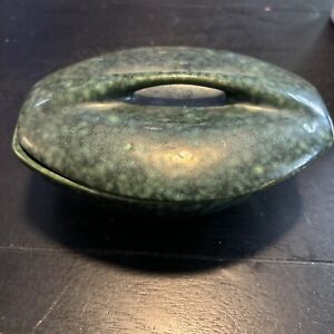 Roseville Art Pottery Raymor Dark Green Covered Bowl Dish #156