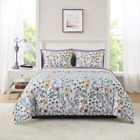 Floral Reversible 7 Piece Bed in a Bag Comforter Set with Sheets King