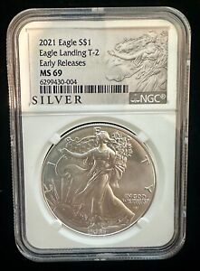 2021 - SILVER EAGLE NGC MS69 TYPE 2 .999 Fine SILVER COIN - IN STOCK