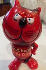 Vintage Red Cat I'm a Horny Little Devil Figurine Hong Kong Kitschy 1970 Berries