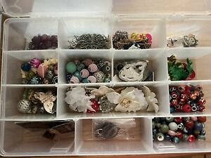 Large BEADS and CHARMS Assorted LOT in Storage Container - 4 Pounds