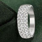 Three Row Sterling Silver Half Eternity  Wedding Bands for Women Ring Band