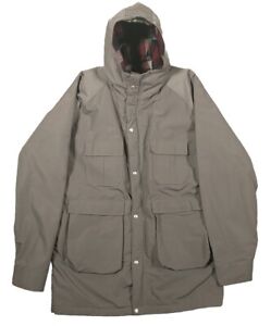 VTG LL BEAN Baxter State Parka Jacket Men Large Gray Wool Blanket Lined Hooded