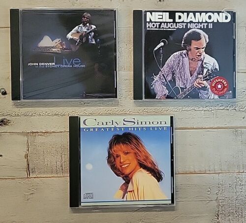 John Denver/Neil Diamond/Carly Simon LIVE 3-CD Lot Hot August Night II