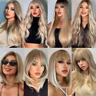 Various Styles Platinum Blonde Wigs For Women Long Wavy Straight Wig with Bangs