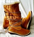 TIMBERLAND~ Tan Snow Fur Boots- Women Size 6.5M- Pull On Laces- Model #1838-2178