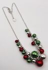 Preowned Claire's Jingle Bells Holiday Necklace Red Green Silver Bells