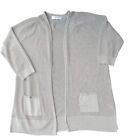 Jones Studio Sweater Womens Extra Large XL Cardigan Beige Open Knit Pockets