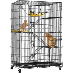 Catio 4-Tier Large Cat Cages Indoor Metal kitten Playpen Enclosure with Wheels