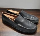 Olukai Akepa Moc Mens Size 11.5 Black Leather Slip On Moccasin Loafer Shoes
