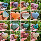 Large Genuine Gemstone Heart, Polished Crystal Gemstone Puffy Hearts,Pick a Type