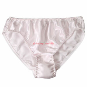 Womens 100% Silk Panties Seamless Underwear Summer Solid White Knickers Bikinis