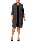 Connected Women's Plus Size Layered-Look Dress (Charcoal, 16W)