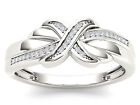 10K White Gold 0.08 Ct Diamond Love Knot Fashion Engagement Ring