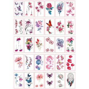 30 Sheets Kids Flowers Waterproof Body Temporary Tattoos Sticker Removable US