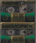 2 MEMOREX HIGH BIAS Blank Audio Cassette Tapes Lot Sealed