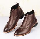 Men Dress Formal Leather Shoes Oxford Brogue Wing Tip Lace Up Ankle Boots Size