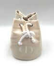 New! Christian Dior Cosmetic Bag Drawstring  Pouch Clutch ~ Ivory