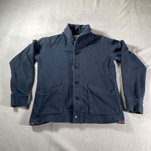 Robert Graham Cardigan Sweater Mens Small Blue 5 Button Pockets Army Outdoors
