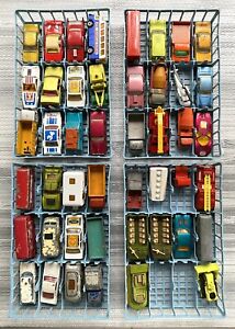 Lot of 46 Vintage Diecast Matchbox Lesney Cars & Trucks w/ Case - 1970's, 1980's
