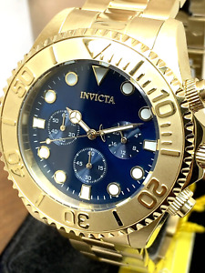 Invicta Men's Watch 36974 Pro Diver Quartz Chronograph Gold Steel Blue Dial 47mm