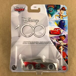 Disney 100th Anniversary Pixar Cars Lightning McQueen Silver 1:55 2023 Metal Car