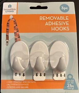 Incredible Living 3pc Removable Adhesive Hooks