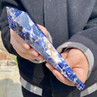 224G Natural Blue Sodalite Quartz Crystal scepter Single-End Wand Healing Reik
